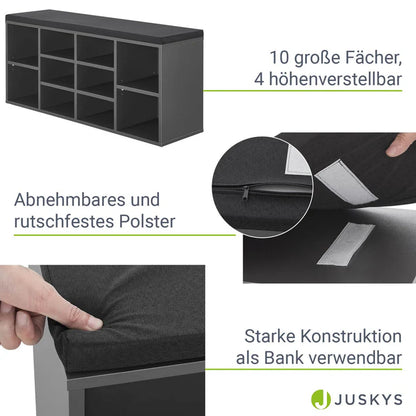 Étagère à chaussures 104x30x48 cm gris foncé