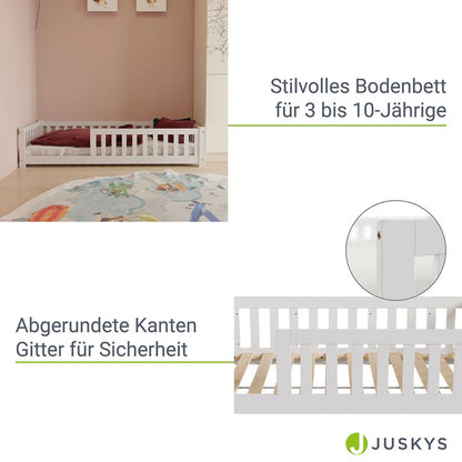 Kinderbett Naya 80x160 cm mit Lattenrost & Rausfallschutz - Weiss