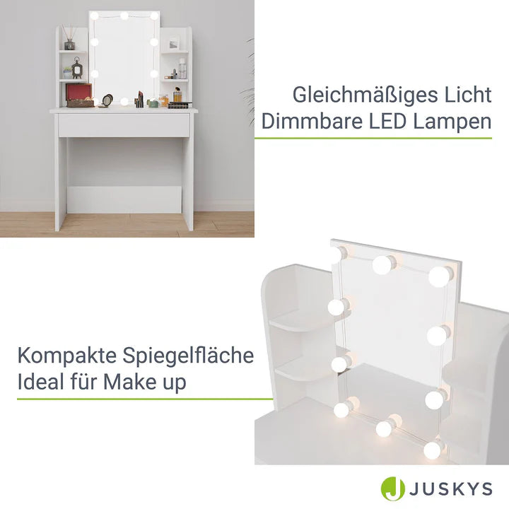Schminktisch Zoey Weiss mit LED-Beleuchtung