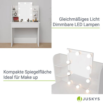 Schminktisch Zoey Weiss mit LED-Beleuchtung