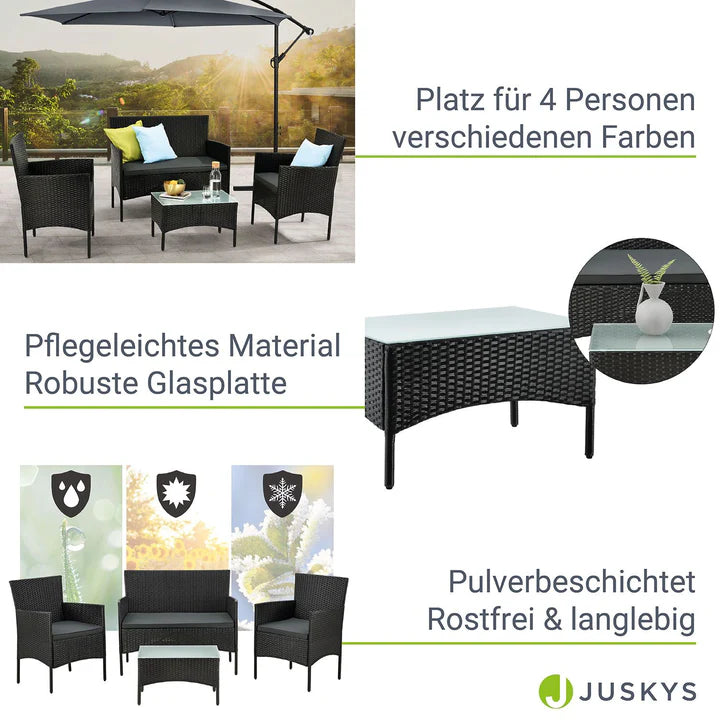 Groupe de sièges en polyrotin Fort Myers housses noires et gris foncé