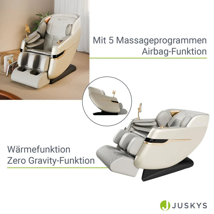 Massagesessel Naxos Bluetooth & Heizung Weiss Hellgrau