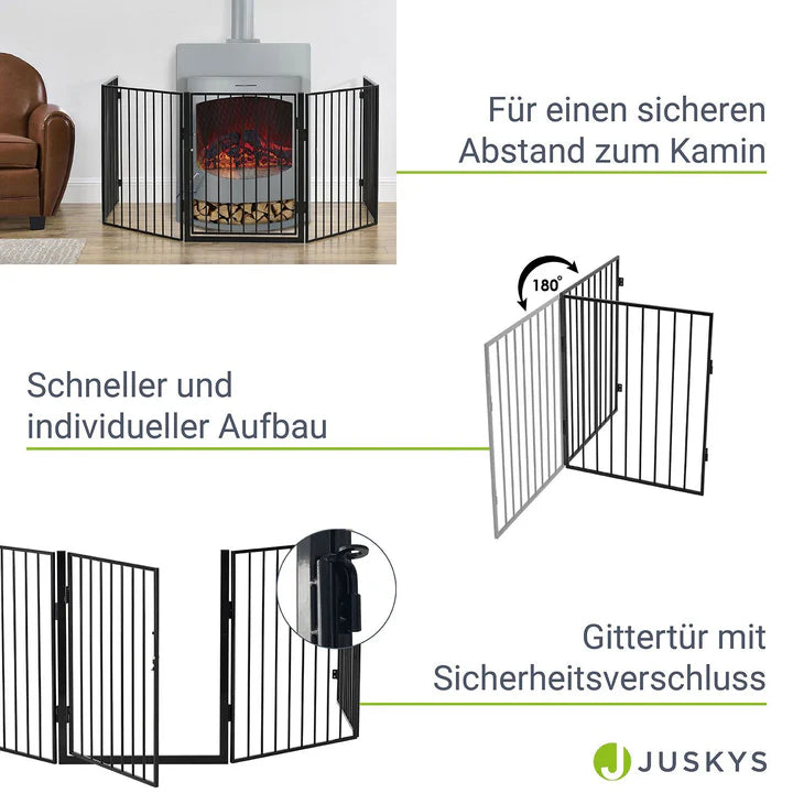 Metall Kaminschutzgitter 300 cm mit Tür und Befestigungsmaterial