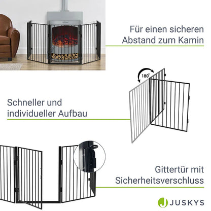 Metall Kaminschutzgitter 300 cm mit Tür und Befestigungsmaterial