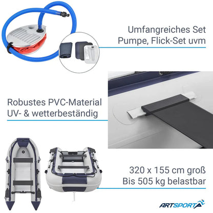 Gommone 3,20 m con 2 panche incluso certificato di sdoganamento