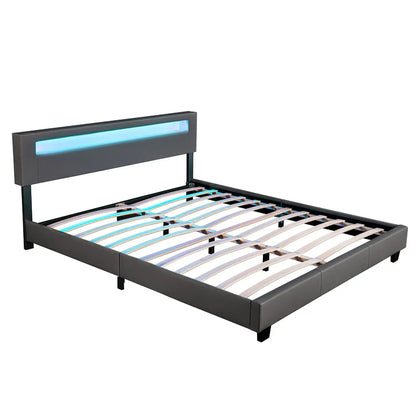 Lit capitonné LED Paris 180 x 200 cm - gris foncé