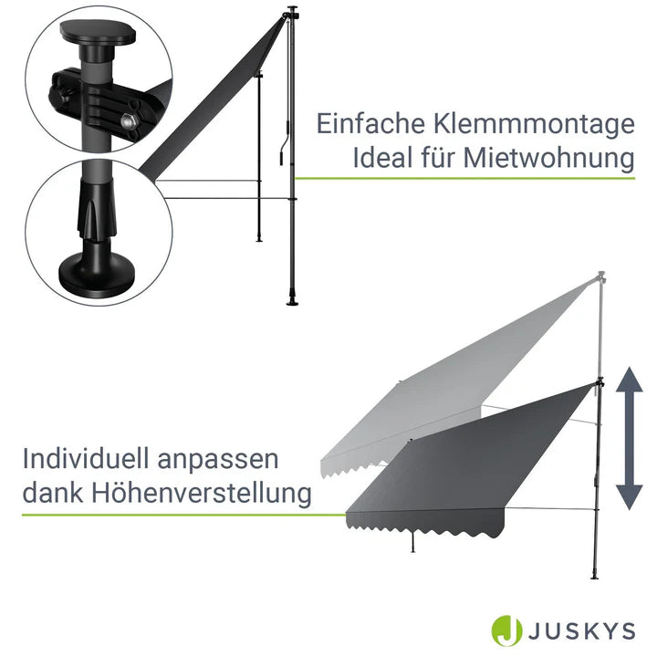 Klemmmarkise Kapstadt 400x120 cm Grau - Palo24