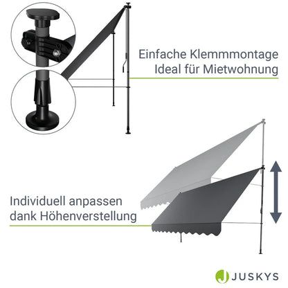 Klemmmarkise Kapstadt 400x120 cm Grau - Palo24