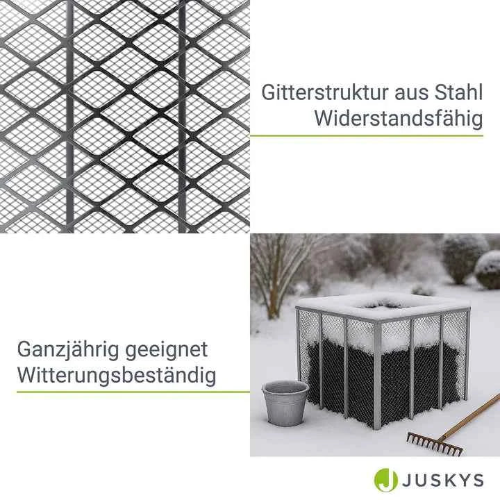 Metall Komposter für Gartenabfälle 800L Silber