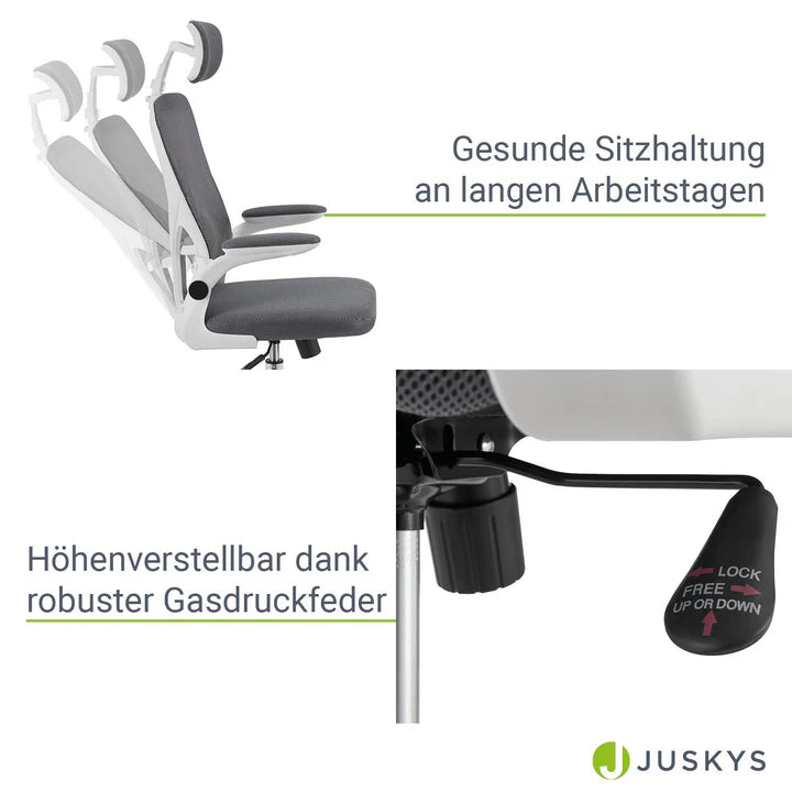 Bürostuhl Baltimore höhenverstellbar Grau Weiss - Palo24
