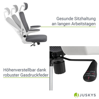 Bürostuhl Baltimore höhenverstellbar Grau Weiss - Palo24