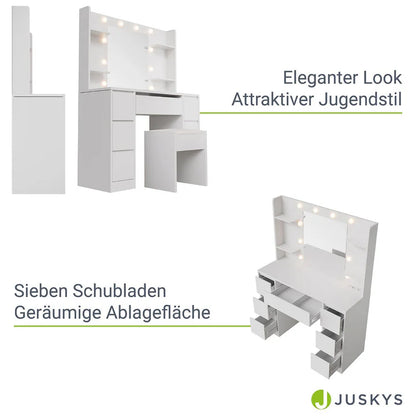 Schminktisch mit Spiegel Malia mit Hocker Melly