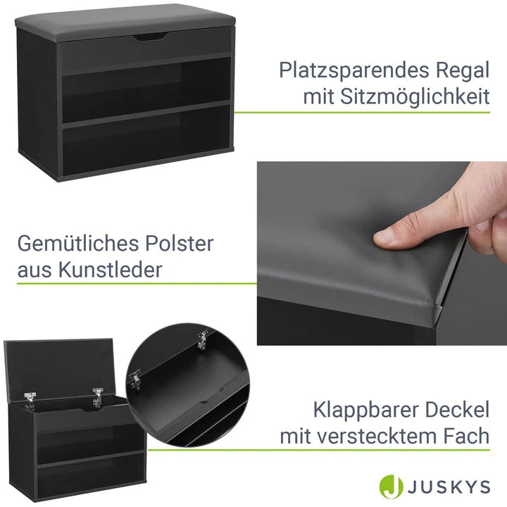 Schuhregal 60x30x44 cm Schwarz / Grau Klappdeckel
