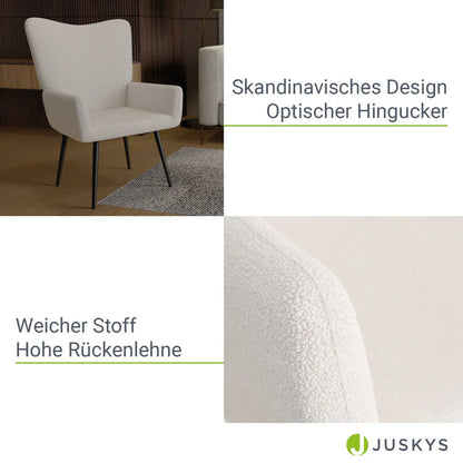 Ohrensessel Relaxsessel skandinavischen Design Bouclé Beige