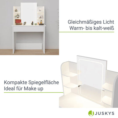 Schminktisch Zoey Weiss LED-Spiegel