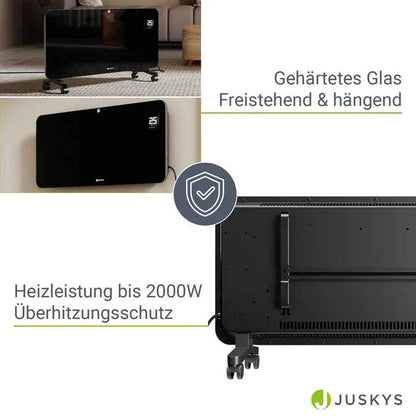Glaskonvektor Heizung mit bis zu 2000 W
