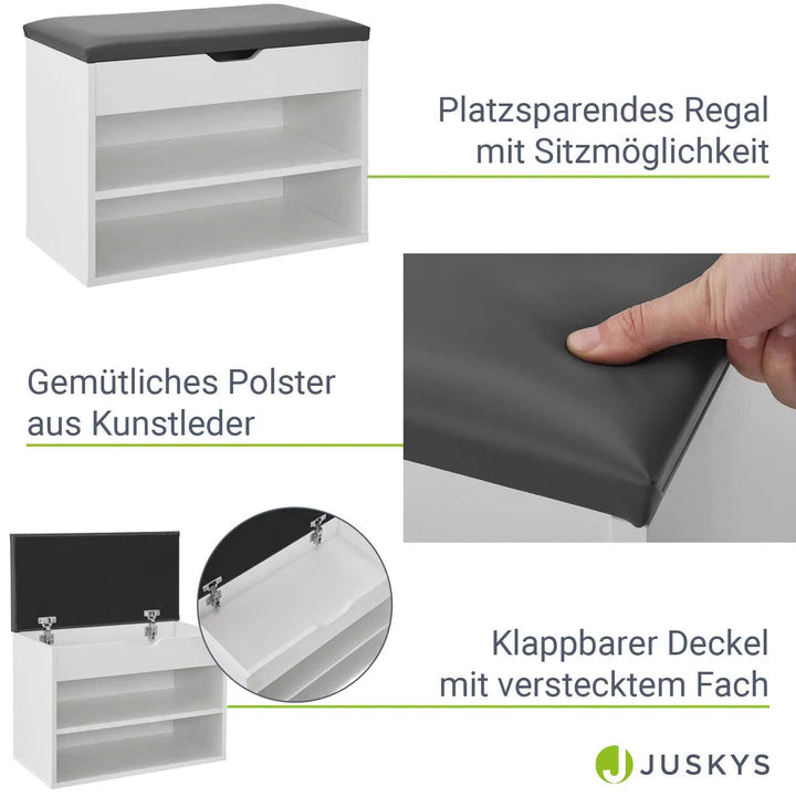 Schuhregal 60x30x44 cm Weiss / Grau