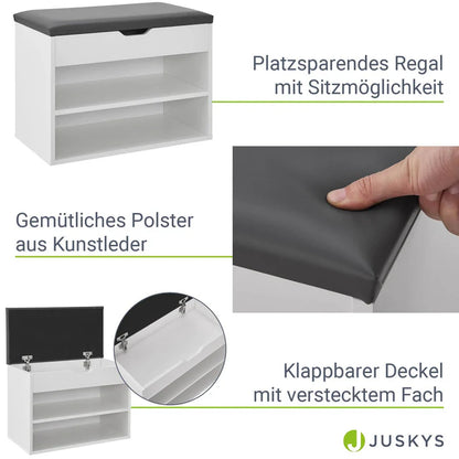 Schuhregal 60x30x44 cm Weiss / Grau