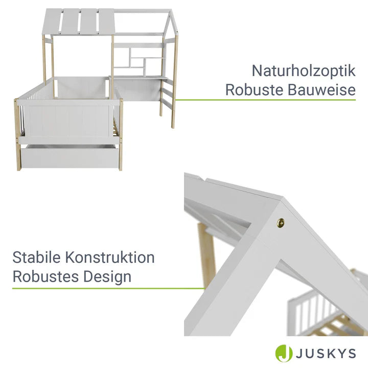 Kinderbett Yari mit Tisch und Stuhl Weiss Natur