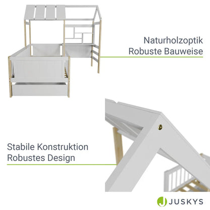 Kinderbett Yari mit Tisch und Stuhl Weiss Natur