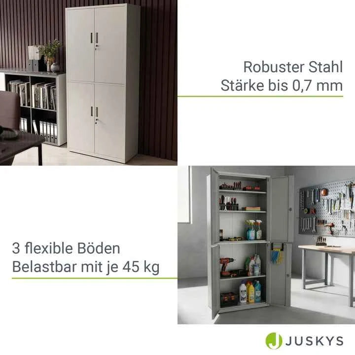 Aktenschrank Büroschrank aus Metall Hellgrau