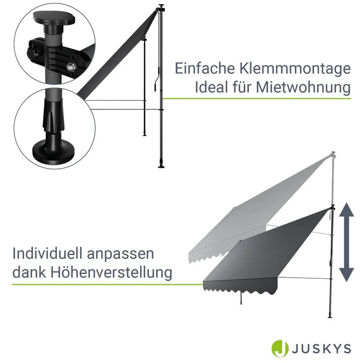 Klemmmarkise Kapstadt 350x120 cm Grau - Palo24