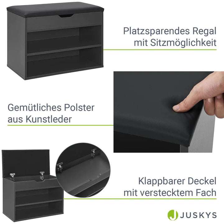 Schuhregal 60x30x44 cm Grau / Schwarz