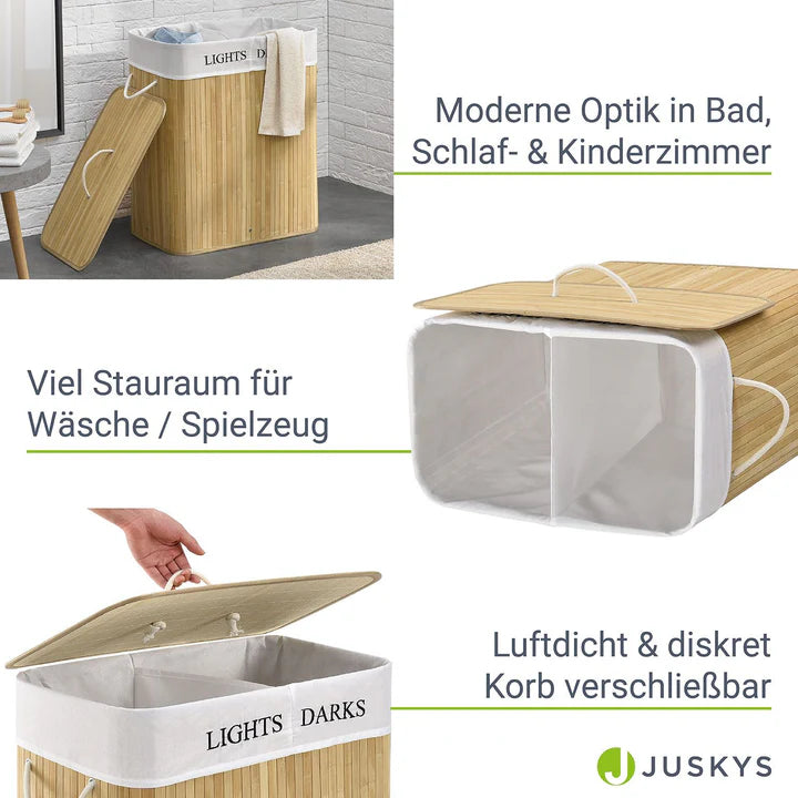 Bambus Wäschekorb Curly 100 Liter, natur