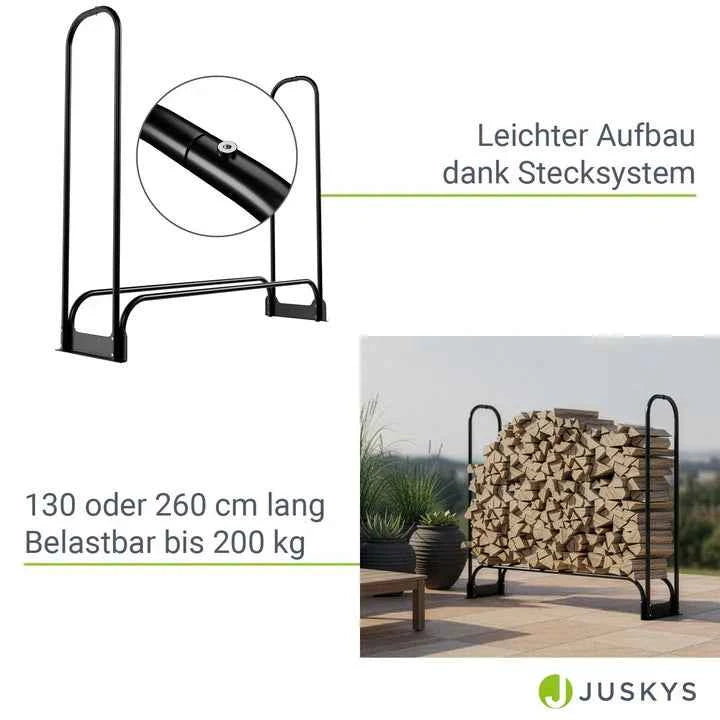 Kaminholzregal aussen mit Abdeckung Grösse M Schwarz