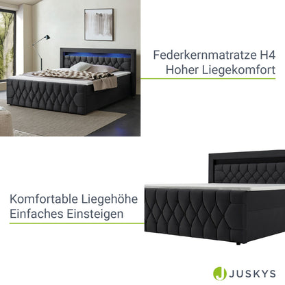 Boxspringbett Leona 140x200 cm - Schwarz