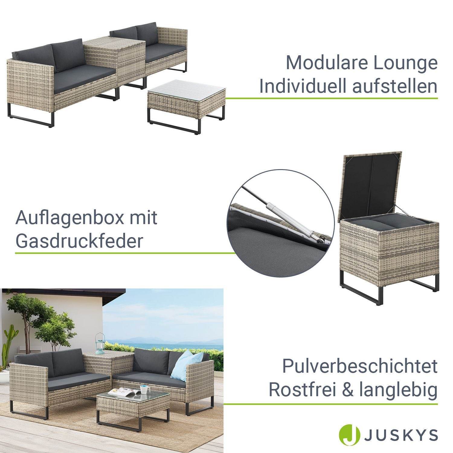 Modulare Polyrattan Lounge Santorini Grau-meliert - Palo24