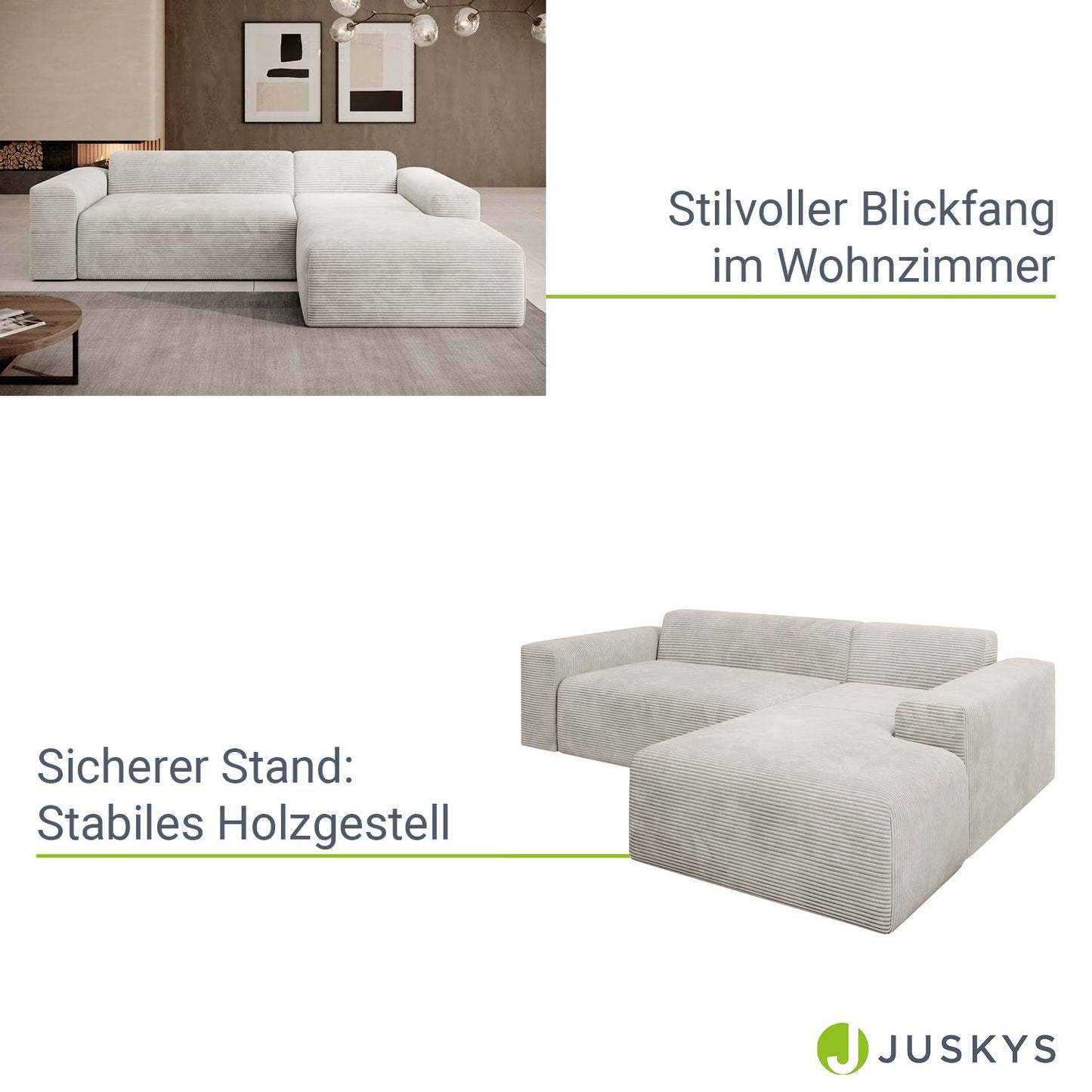 Ecksofa Vals aus Stoff Beige