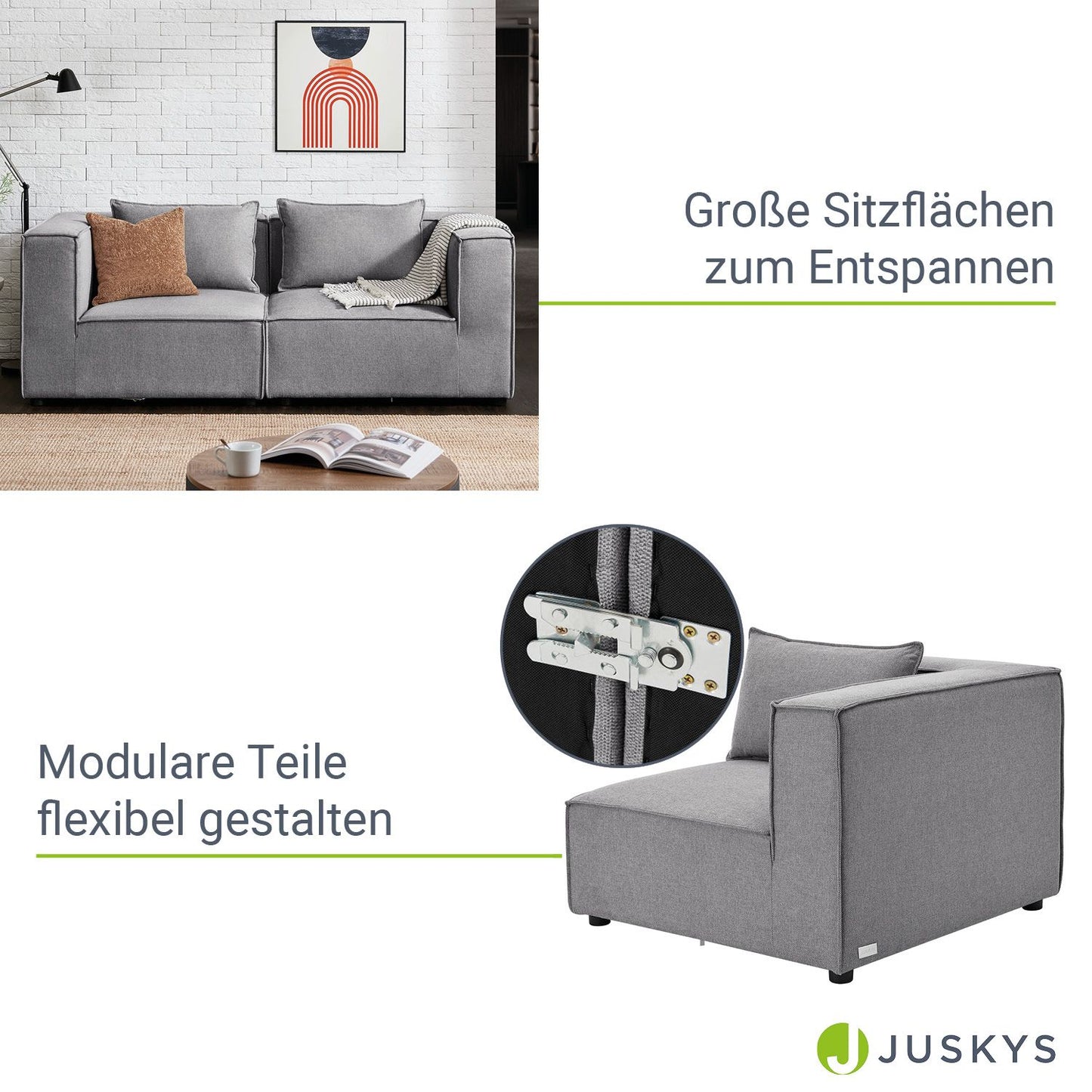 Modulares Sofa Domas S - 2 Sitzer Stoff Dunkelgrau