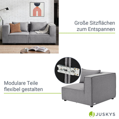 Modulares Sofa Domas S - 2 Sitzer Stoff Dunkelgrau