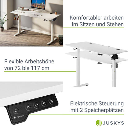 Elektrisch verstellbarer Schreibtisch 120x60 cm Weiss - Palo24
