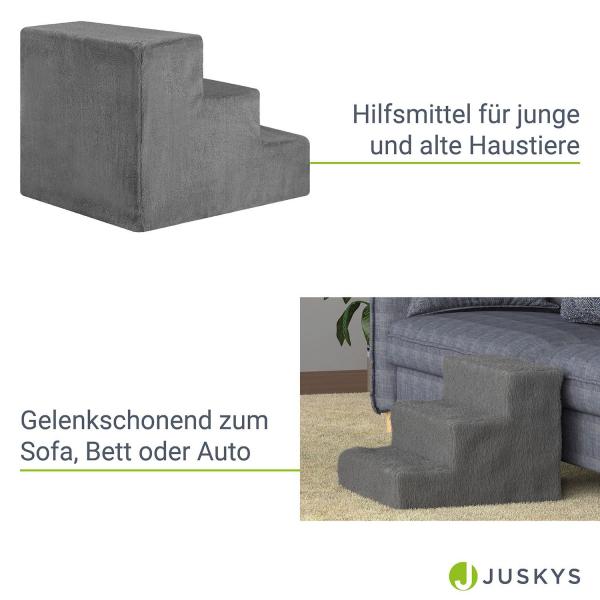 Haustiertreppe Timmy in Grau 36 cm hohe Ein- und Ausstiegshilfe für Haustiere