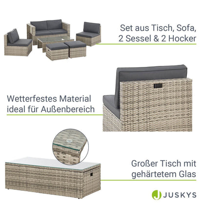 Gartenmöbel Polyrattan Lounge Salou inkl. Polster Grau - Palo24