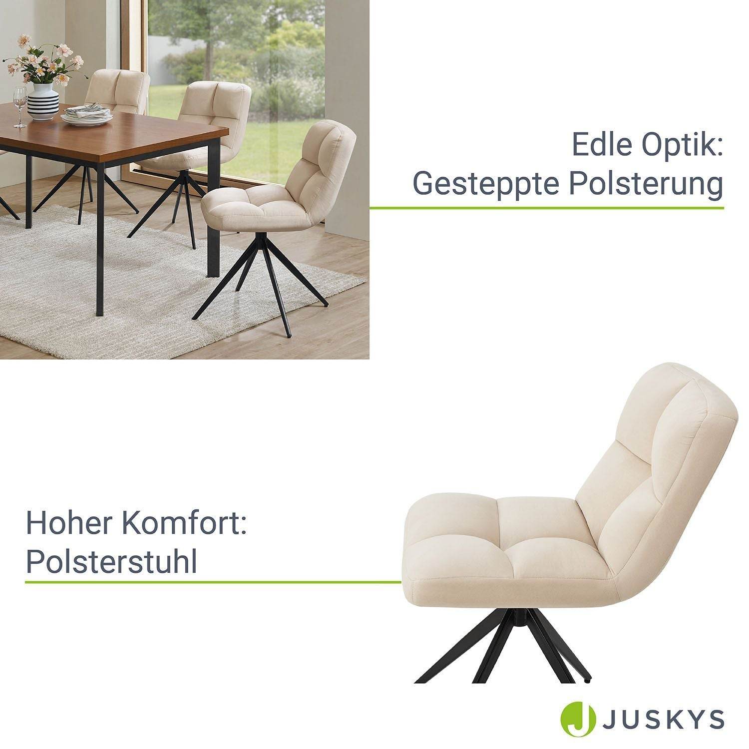 Drehstuhl Dallas 6er Set Samt Beige - Palo24