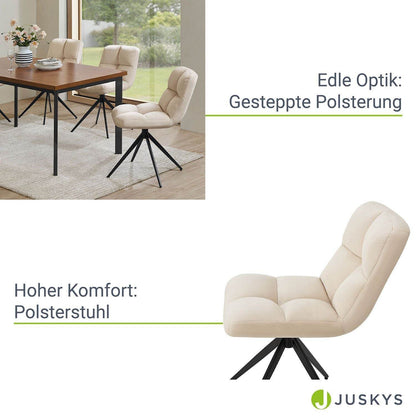 Drehstuhl Dallas 6er Set Samt Beige - Palo24