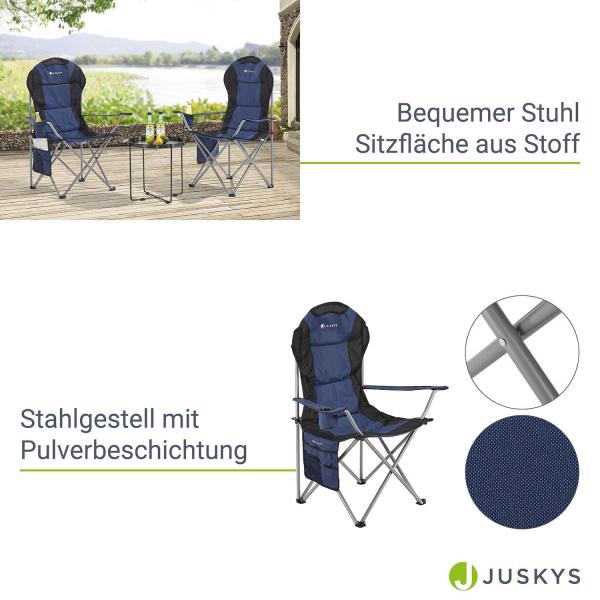 Campingstuhl Lido Blau Gepolsterter Klappstuhl mit Getränkehalter & Tasche