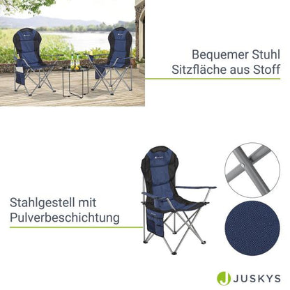 Campingstuhl Lido Blau Gepolsterter Klappstuhl mit Getränkehalter & Tasche