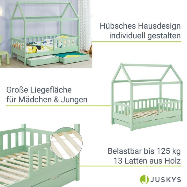 Letto per bambini Marli 80 x 160 cm con contenitore e rete a doghe Mint