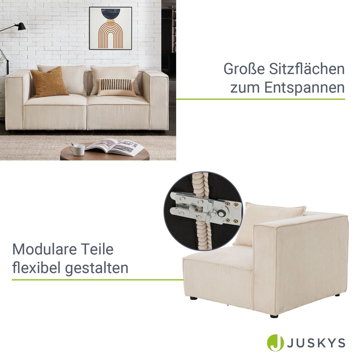 Modulares Sofa Domas S - 2 Sitzer Beige