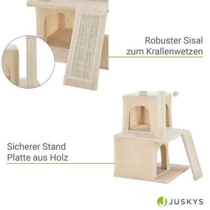 Kleiner Kratzbaum  Katzenbaum mit Liegeflächen, Höhlen & Spielseil