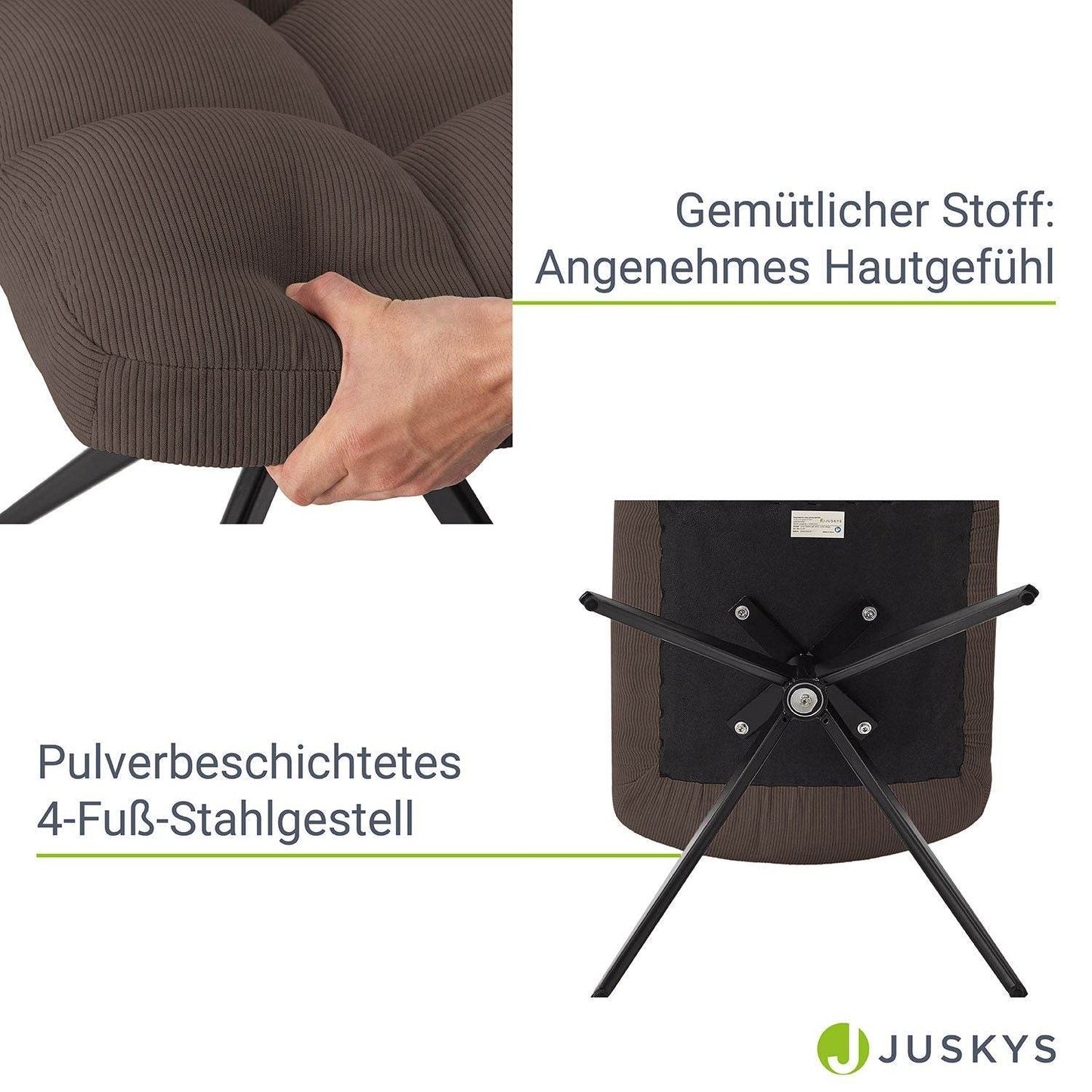 Drehstuhl Dallas Cord 2er Set - Braun - Palo24