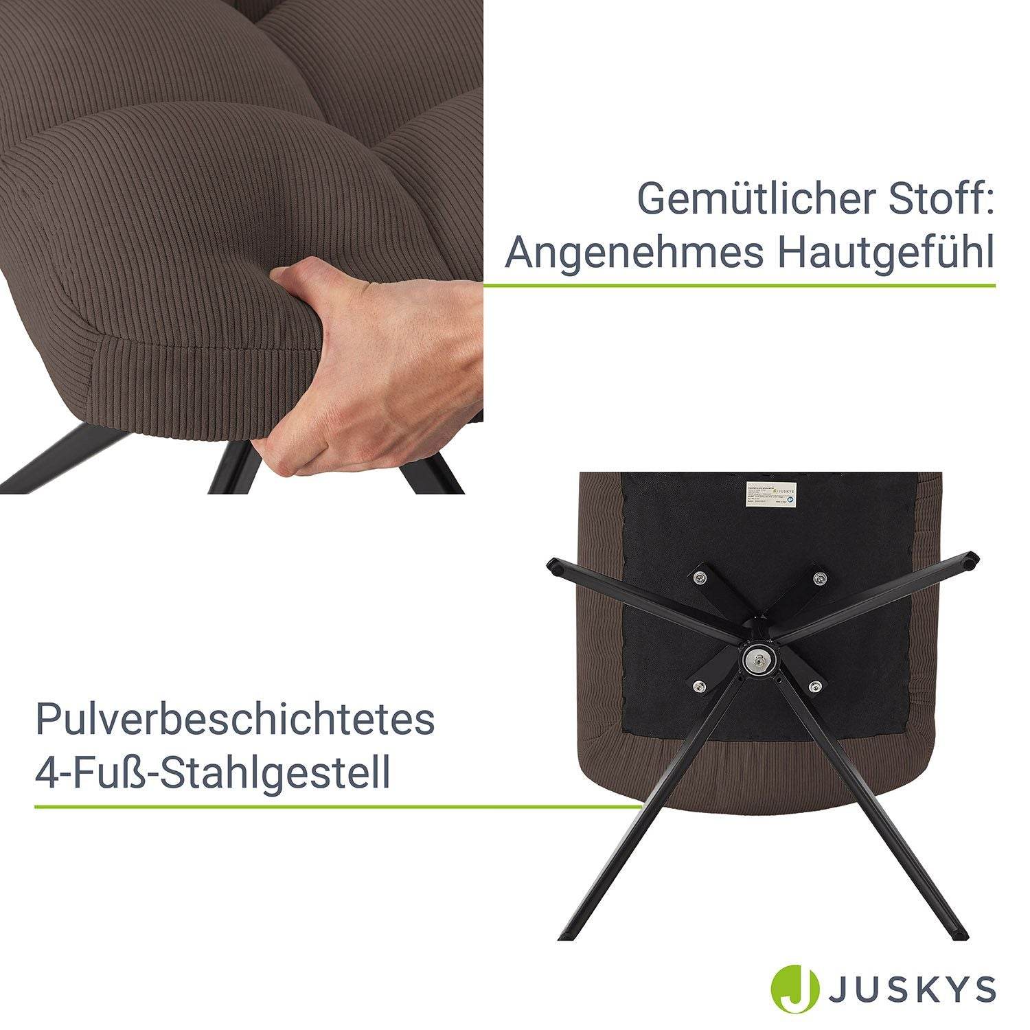 Drehstuhl Dallas Cord 2er Set - Braun - Palo24