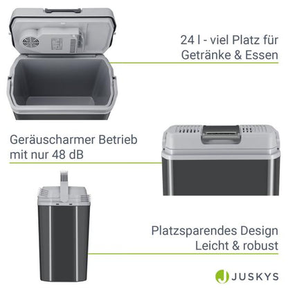 Elektrische Kühlbox Nordpol 24 Liter in Grau mit praktischem 12 V und 230 V Anschluss