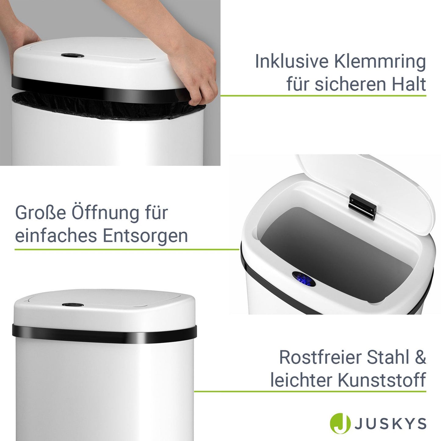 Automatischer Mülleimer mit Sensor - 60L Weiss