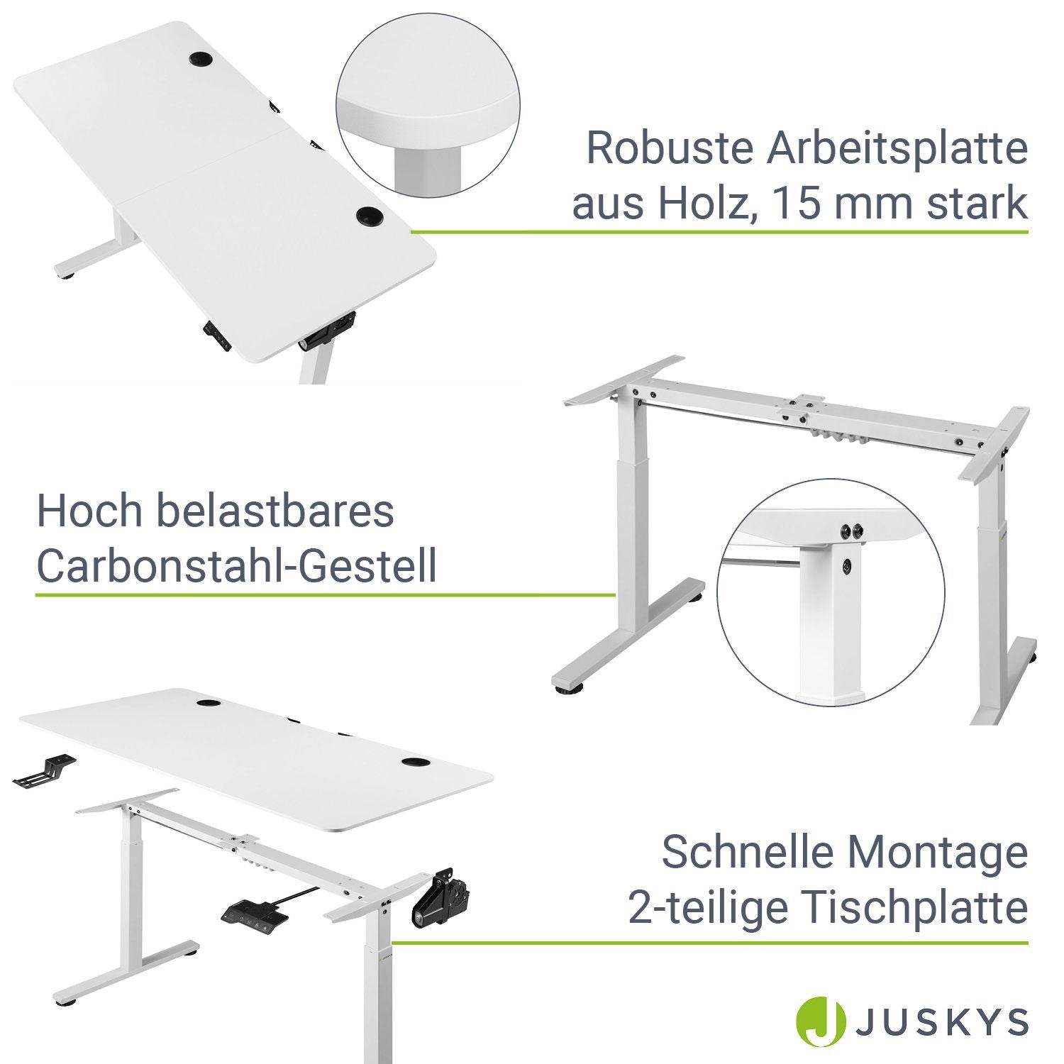 Elektrisch verstellbarer Schreibtisch 120x60 cm Weiss - Palo24