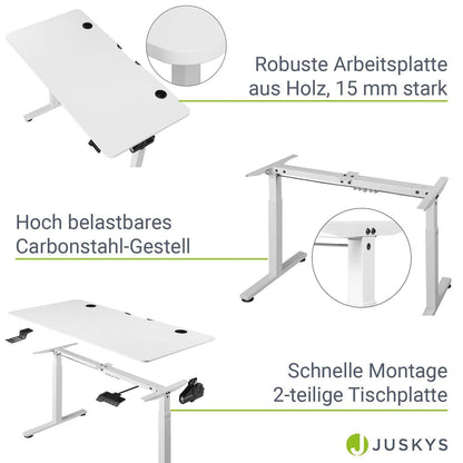 Elektrisch verstellbarer Schreibtisch 120x60 cm Weiss - Palo24